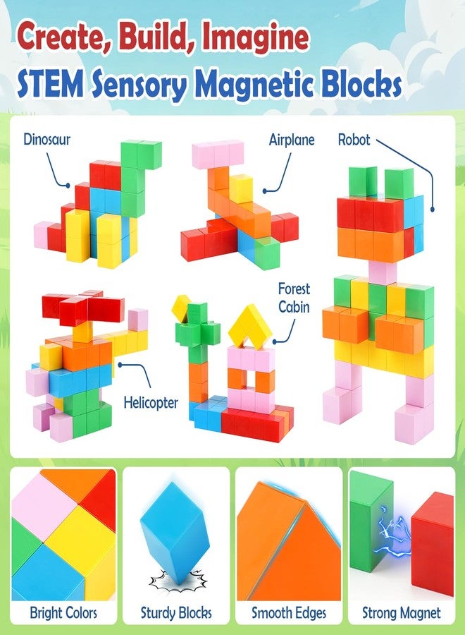 Dreamon 52 PCS Magnetic Blocks with Metal Box, 0.8in Mini Building Cubes Protable Travel Airplane Classroom Toys for Kids Ages 3+, STEM Educational Building Set for Toddlers Boys & Girls Birthday Gifts - Image 3